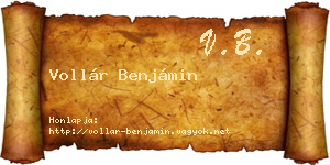 Vollár Benjámin névjegykártya